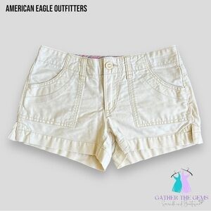AMERICAN Eagle Women’s Light Yellow Cotton Twill Shorts